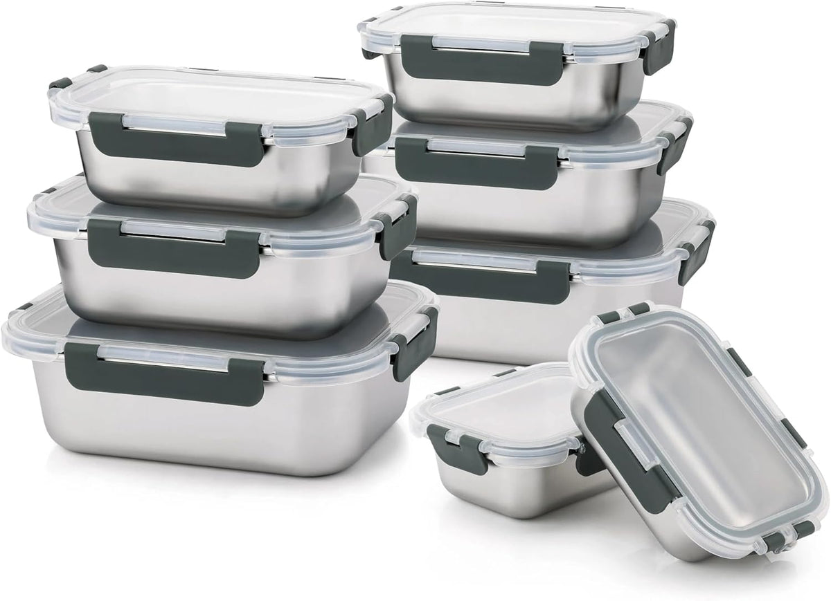 8 PCS Stainless Steel Lunch Box 4-Size Food Storage Containers with Lids
