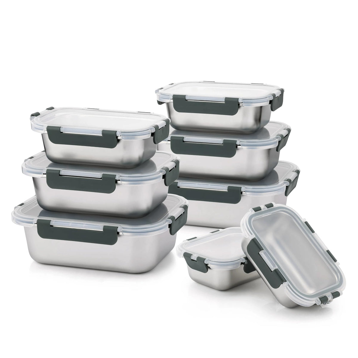 8 PCS Stainless Steel Lunch Box 4-Size Food Storage Containers with Lids