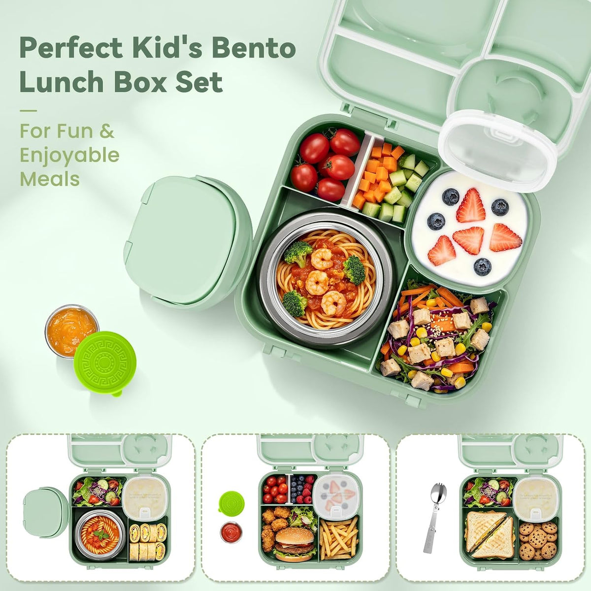wiwens Kids Bento Lunch Box with Soup Thermo Food Lunch Container for Kid