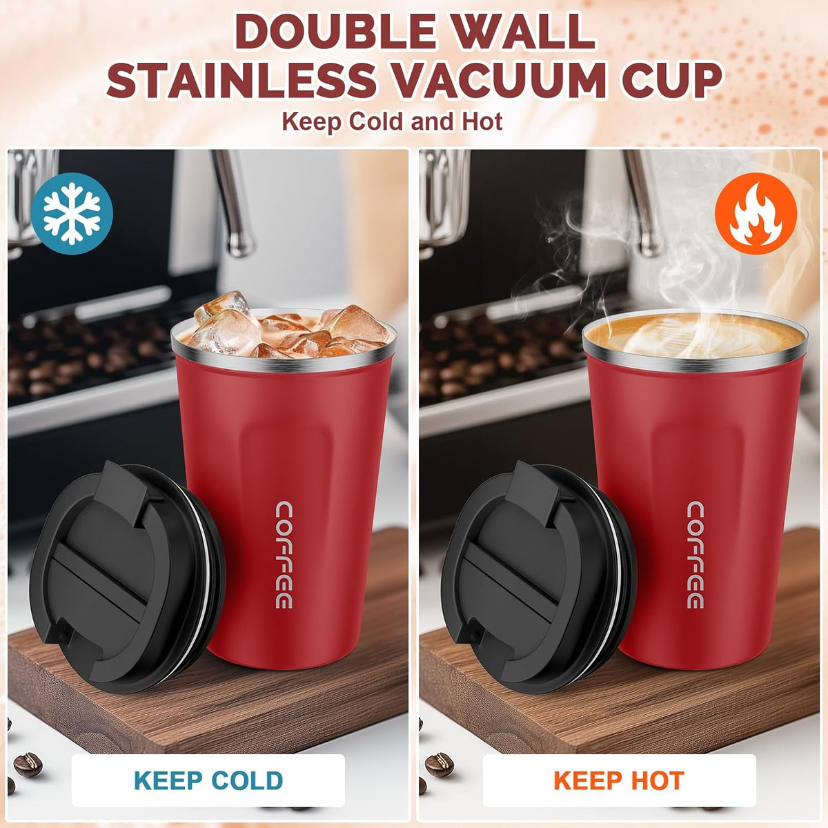 CS COSDDI 12 oz Coffee mug - Stainless Steel Coffee Cup with Leakproof Lid
