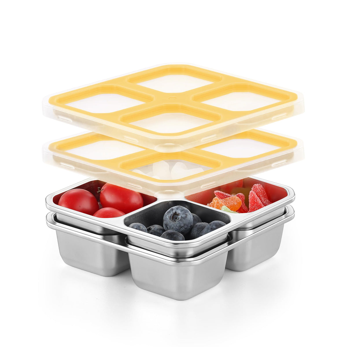 BEFOY 304 Stainless Steel Snack Containers with Lids Bento Lunch Boxes