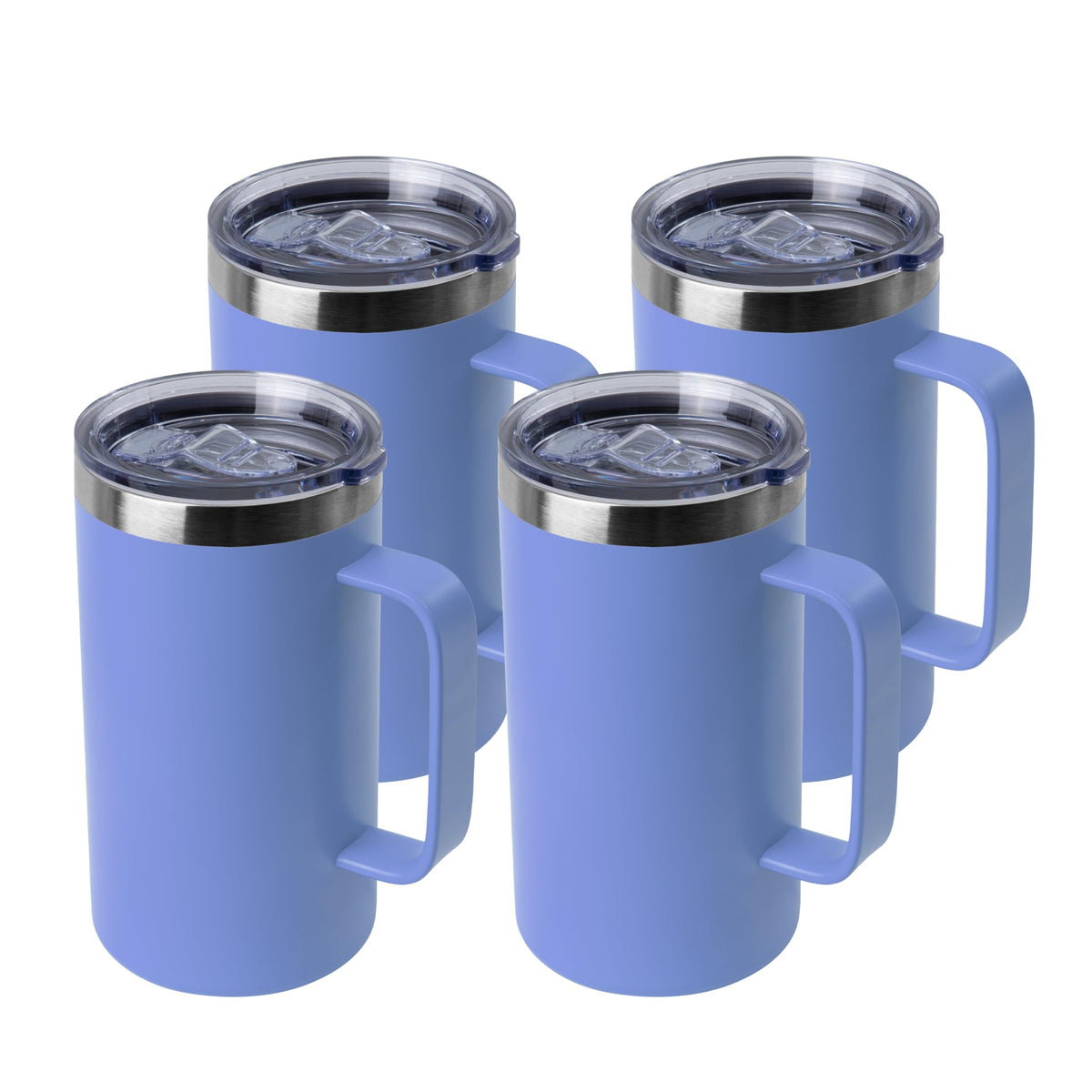 DOMICARE 24oz Mug with Handle and Lid, Stainless Steel Coffee Mug, Reusable Insulated Cup, Travel Mug with Handle, Double Wall Vacuum Coffee Tumbler for Men and Women, Dark Purple, Pack 1