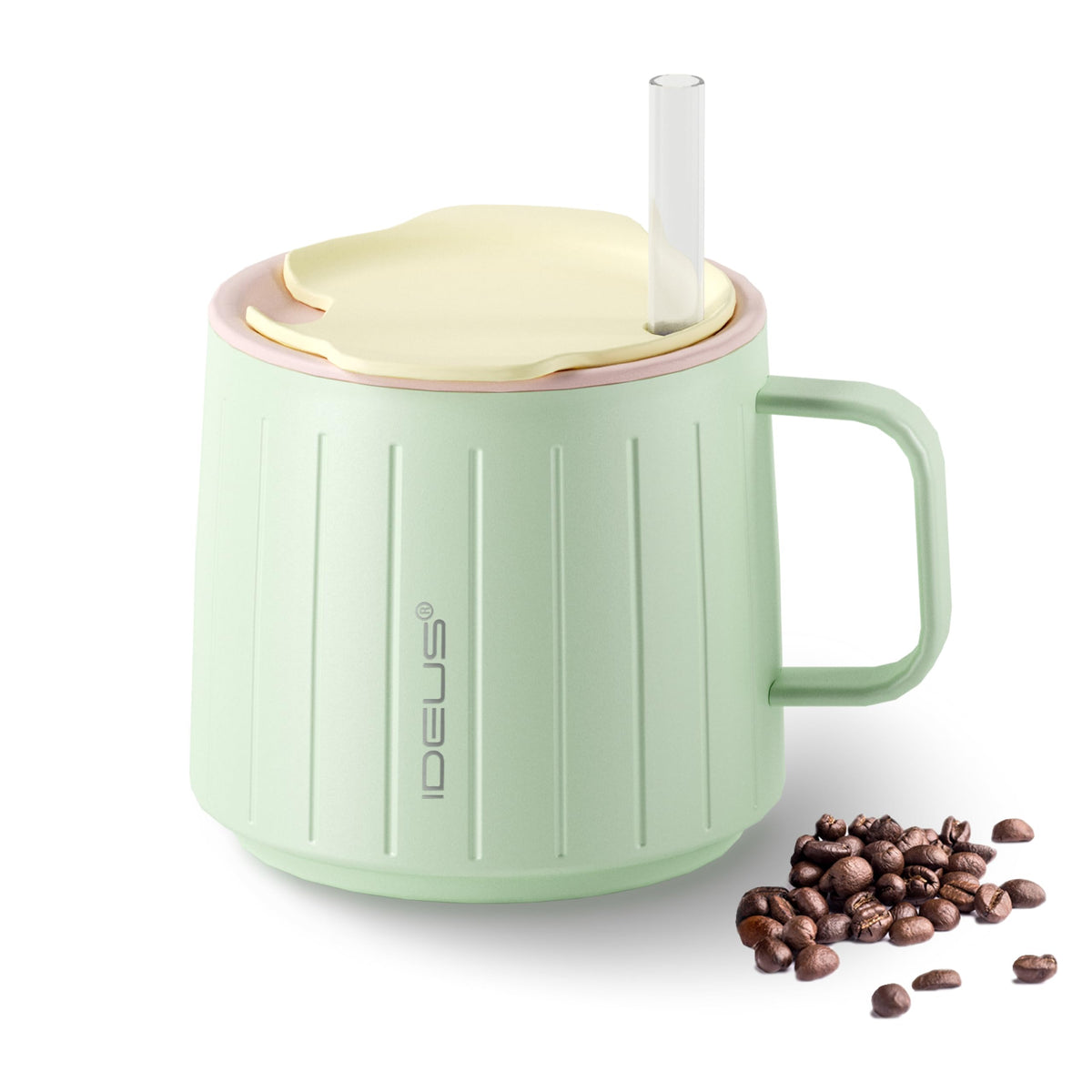 Ideus 16 oz Insulated Coffee Mug with Lid and Handle (Sakura Pink 2.0)