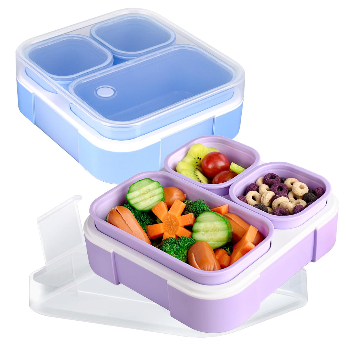 Genteen Bento Box for Kids, Kids Lunch Box with 3 Removable Compartments, Toddler Lunch Box for Daycare, School, Ideal Portion Size for Ages 3 to 7 BPA-Free Dishwasher Safe-Green - Purple