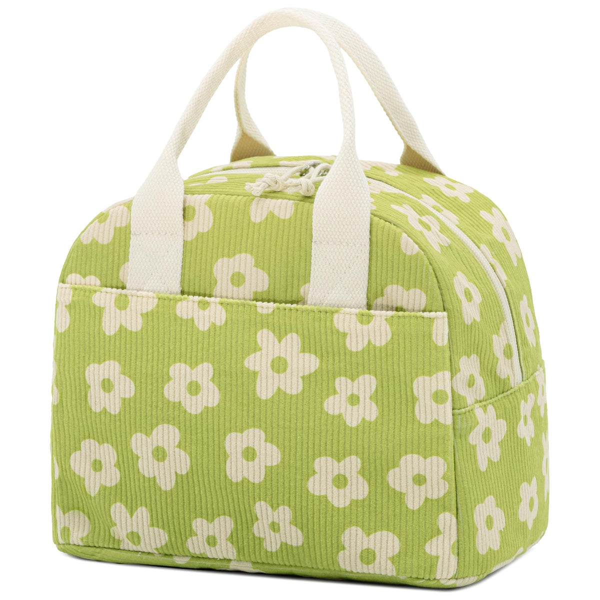 LOVELYWIND Lunch Box for Women, Insulated Lunch Bag, Green Stripe Tote 9L