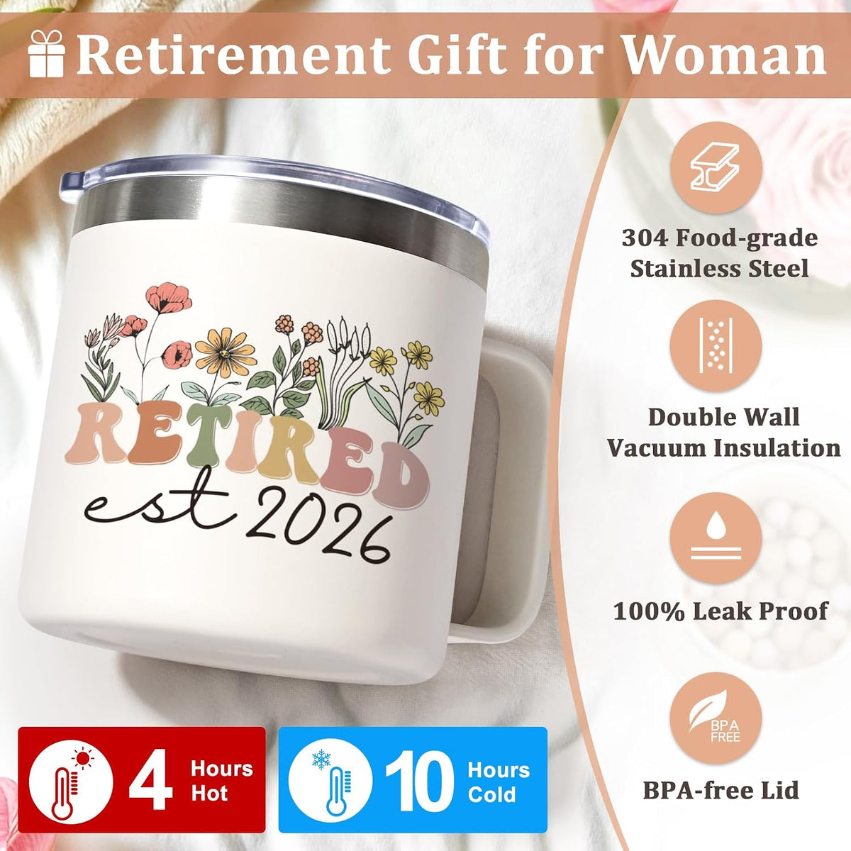 Lifecapido Retirement Gift for Woman, 14oz Stainless Steel Coffee Mug