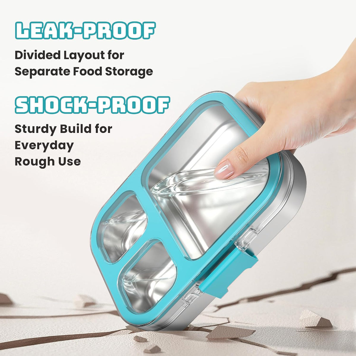 LOHASOK Stainless Steel Bento Lunch Box, 800ml, Blue