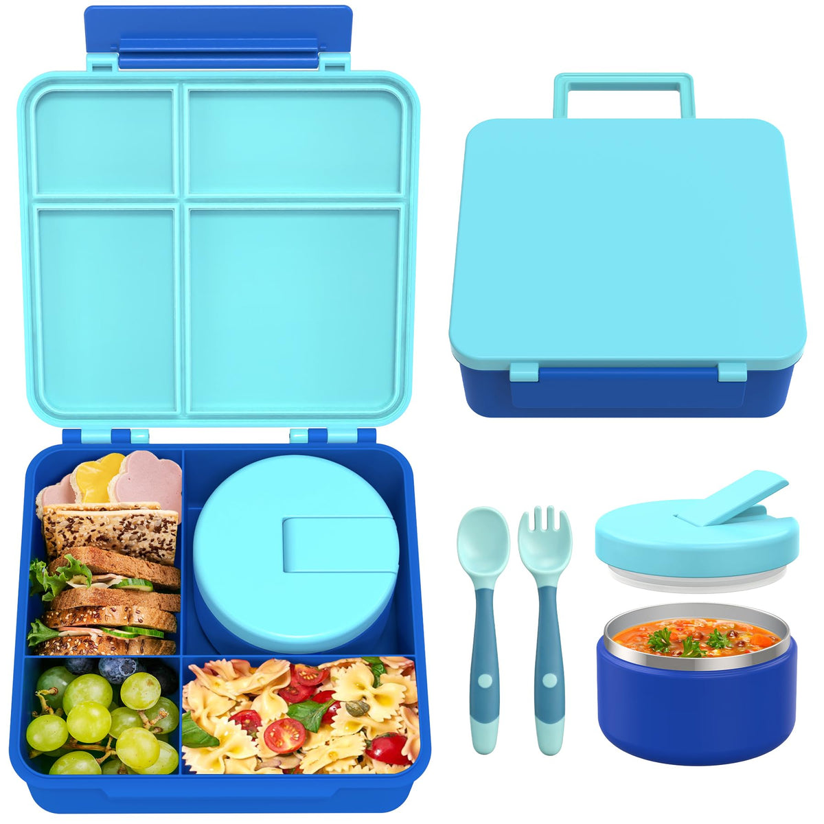 LOHASOK Bento Lunch Box for Kids with 8oz Soup Thermo, Black