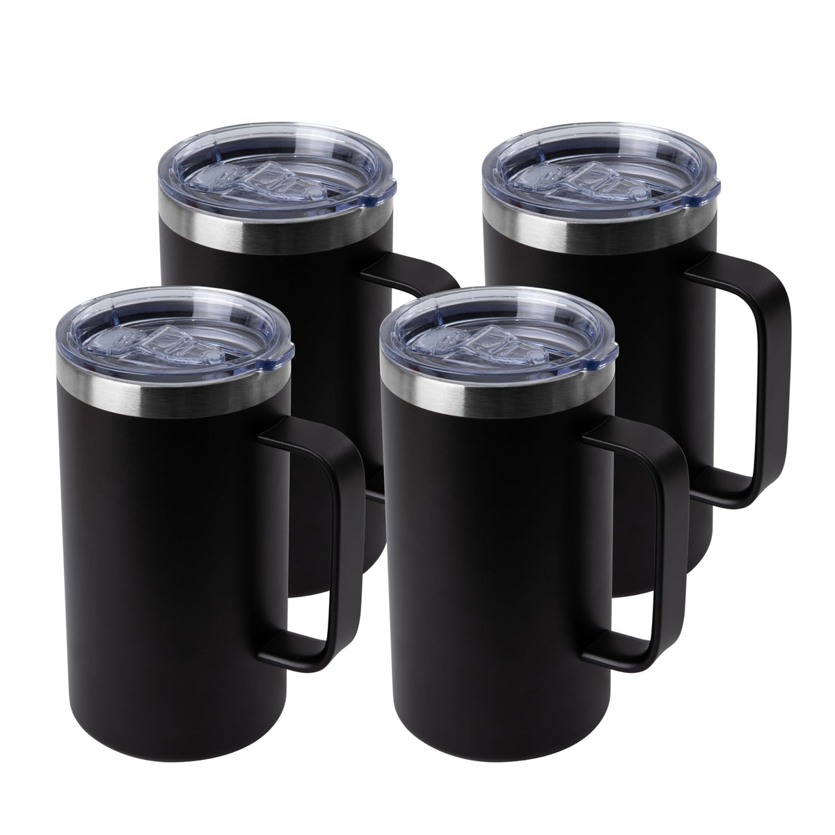 DOMICARE 24oz Mug with Handle and Lid, Stainless Steel Coffee Mug, Reusable Insulated Cup, Travel Mug with Handle, Double Wall Vacuum Coffee Tumbler for Men and Women, Dark Purple, Pack 1