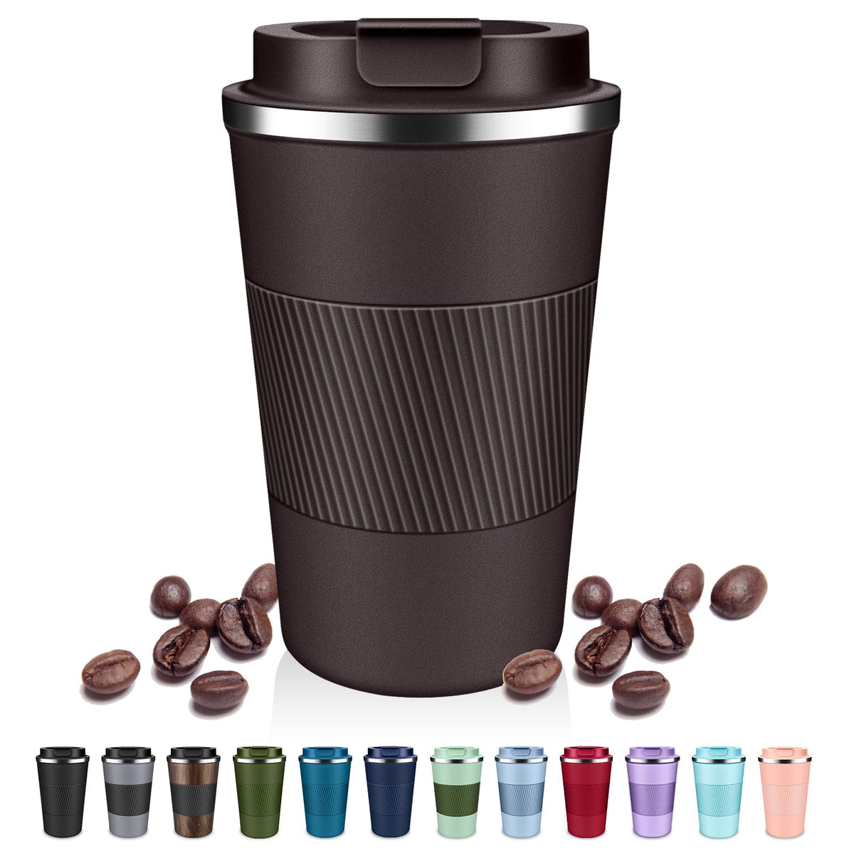 DUBUXW Insulated Coffee Tumblers with Flip Lid 12oz / 17oz, Stainless Steel Coffee Mug Leak Proof, Vacuum Insulated Coffee Mug Reusable Cup, Keeps Cold and Hot for Coffee Tea