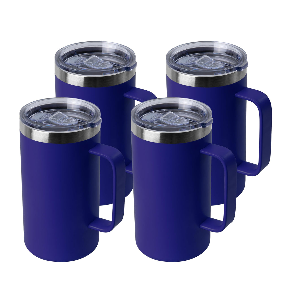 DOMICARE 24oz Mug with Handle and Lid, Stainless Steel Coffee Mug, Reusable Insulated Cup, Travel Mug with Handle, Double Wall Vacuum Coffee Tumbler for Men and Women, Dark Purple, Pack 1