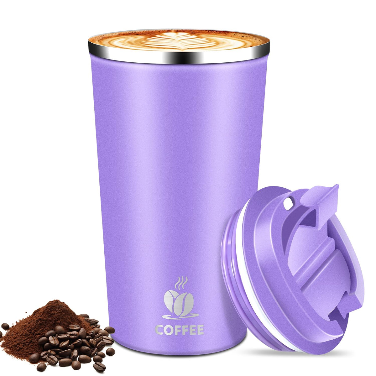 17oz Insulated Travel Coffee Mug with Flip Lid – Leakproof Stainless Steel Insulated Coffee Tumblers, Reusable Coffee Cup for Hot & Cold Drinks, Perfect for Camping & On-the-Go