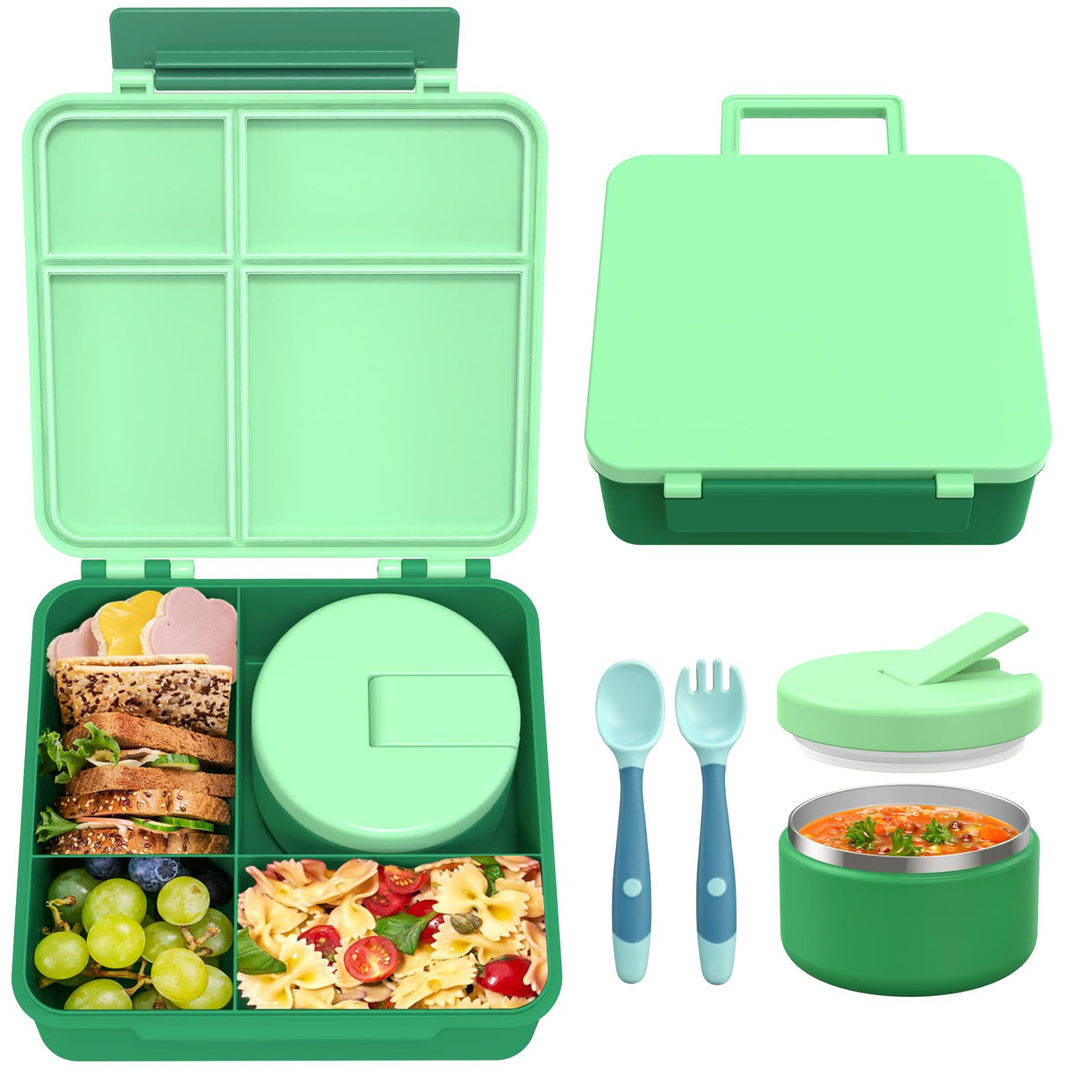 LOHASOK Bento Lunch Box for Kids with 8oz Soup Thermo, Black