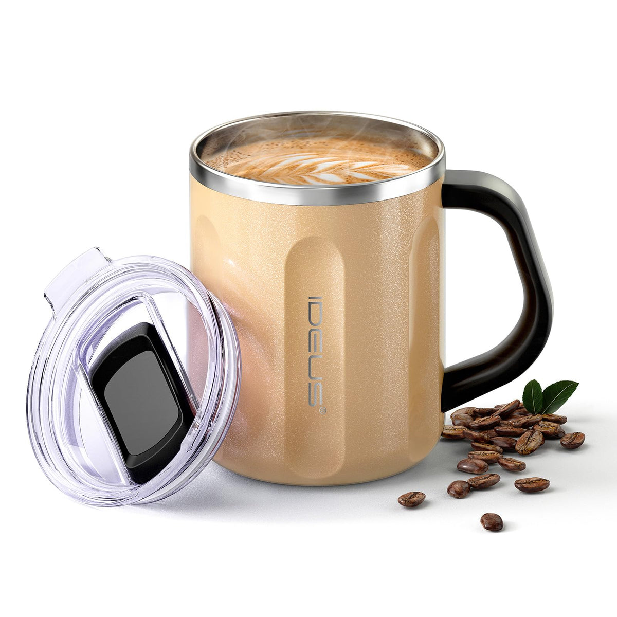 Ideus 16 oz Insulated Coffee Mug with Lid and Handle (Sakura Pink 2.0)