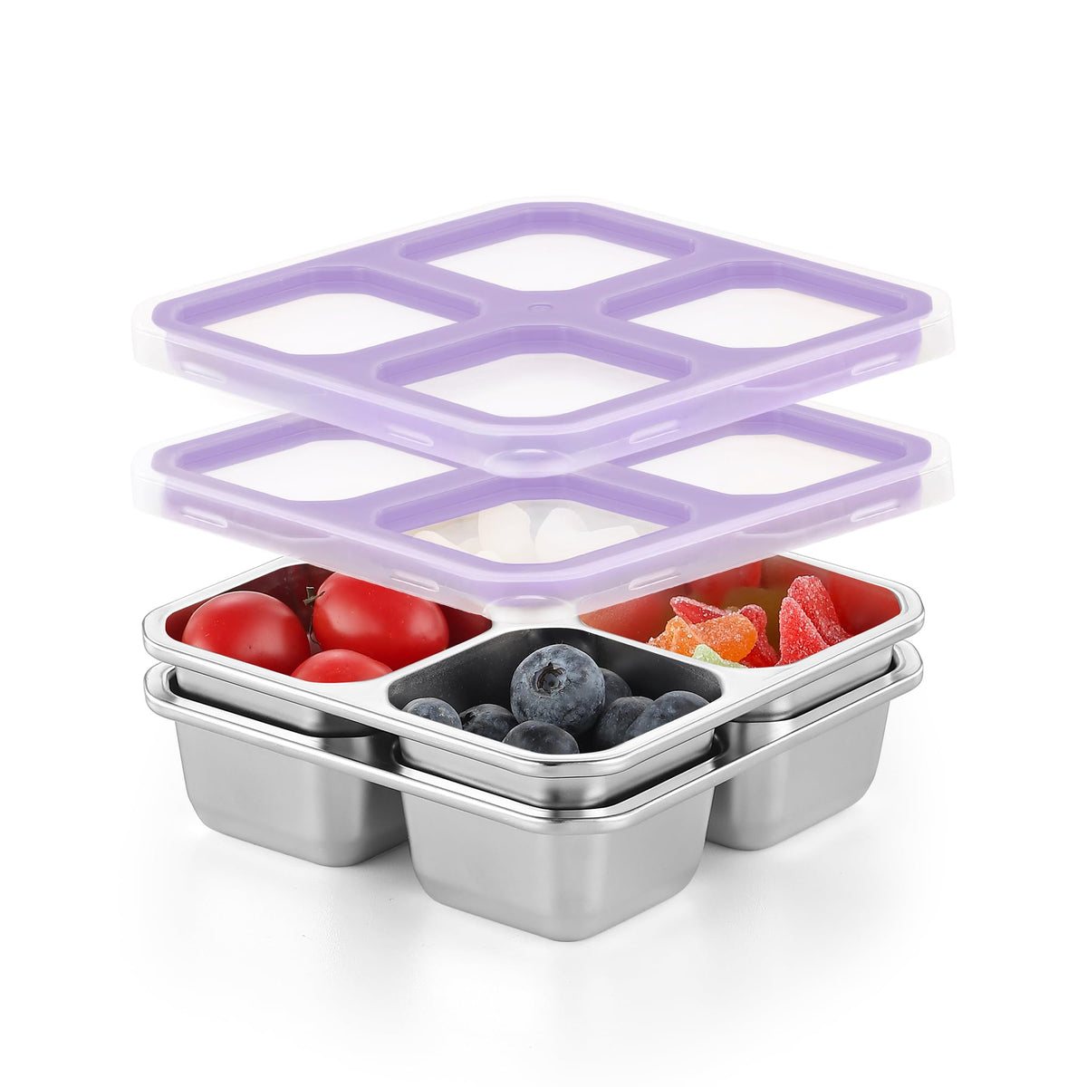 BEFOY 304 Stainless Steel Snack Containers with Lids Bento Lunch Boxes