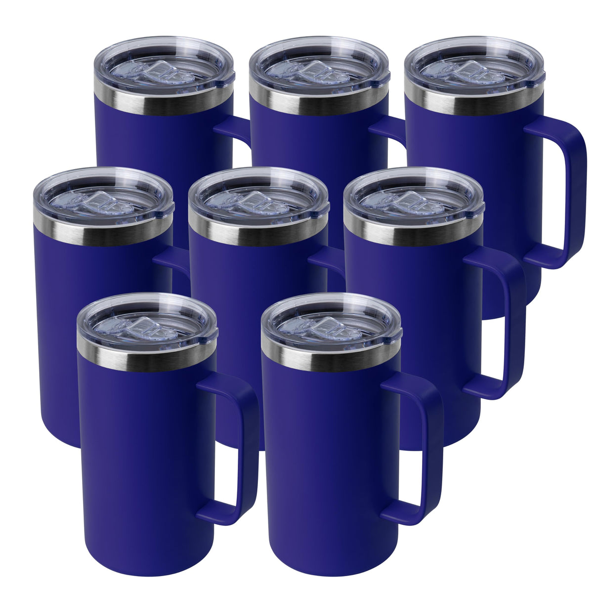 DOMICARE 24oz Mug with Handle and Lid, Stainless Steel Coffee Mug, Reusable Insulated Cup, Travel Mug with Handle, Double Wall Vacuum Coffee Tumbler for Men and Women, Dark Purple, Pack 1