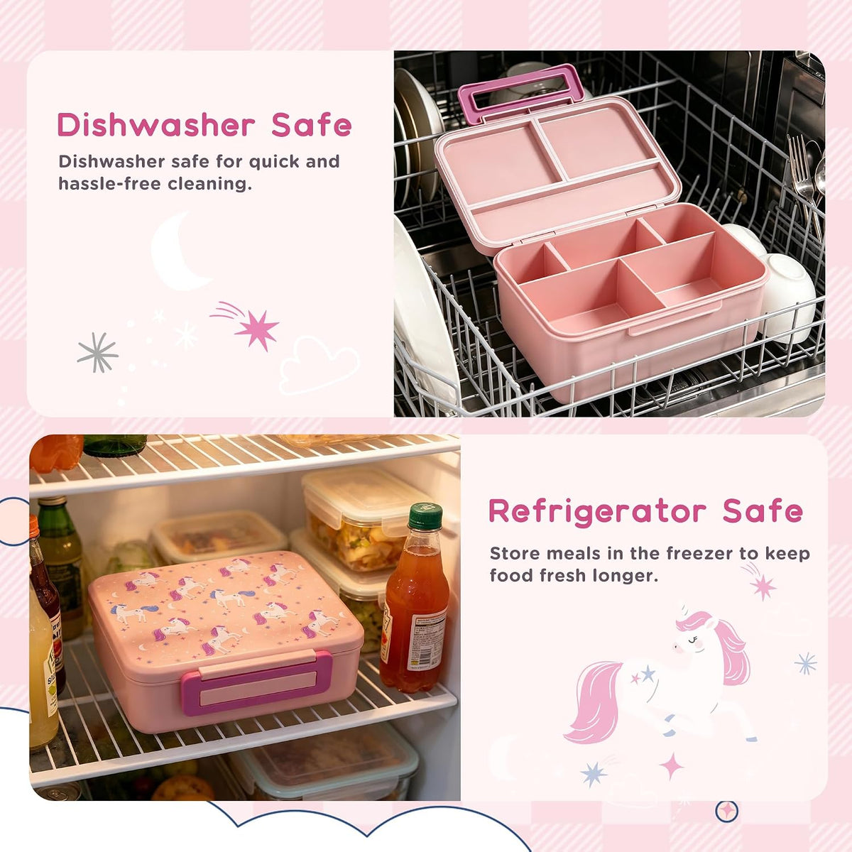 Kids Bento Lunch Box with 8oz Thermo, Ice Pack & Dividers for School