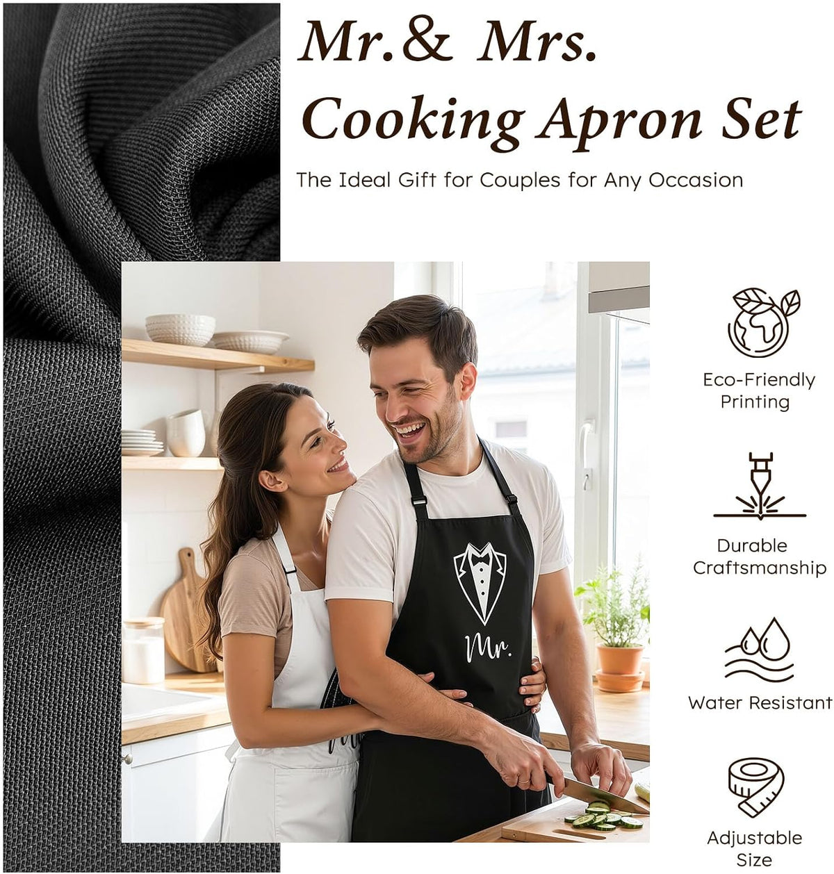 TUZELIYA Wedding Gifts for Couples, Bridal Shower Gift for Bride To Be, Engagement Gifts for Newlyweds, His and Hers Mr and Mrs Anniversary Set with Aprons, Coffee Mugs and 100% Cotton Towels