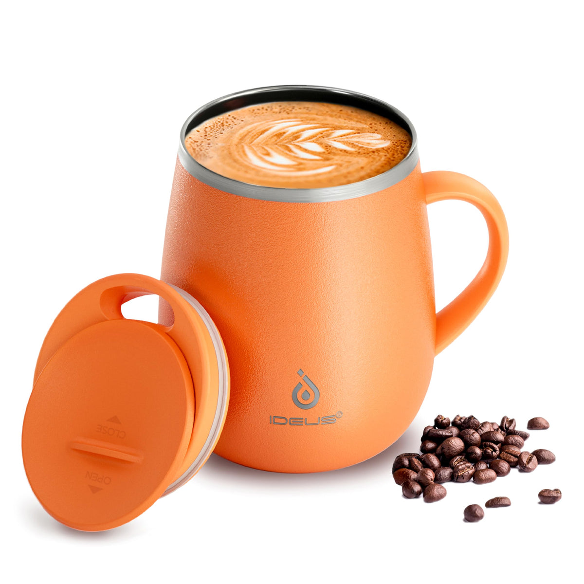 Ideus 16 oz Insulated Coffee Mug with Lid and Handle (Sakura Pink 2.0)