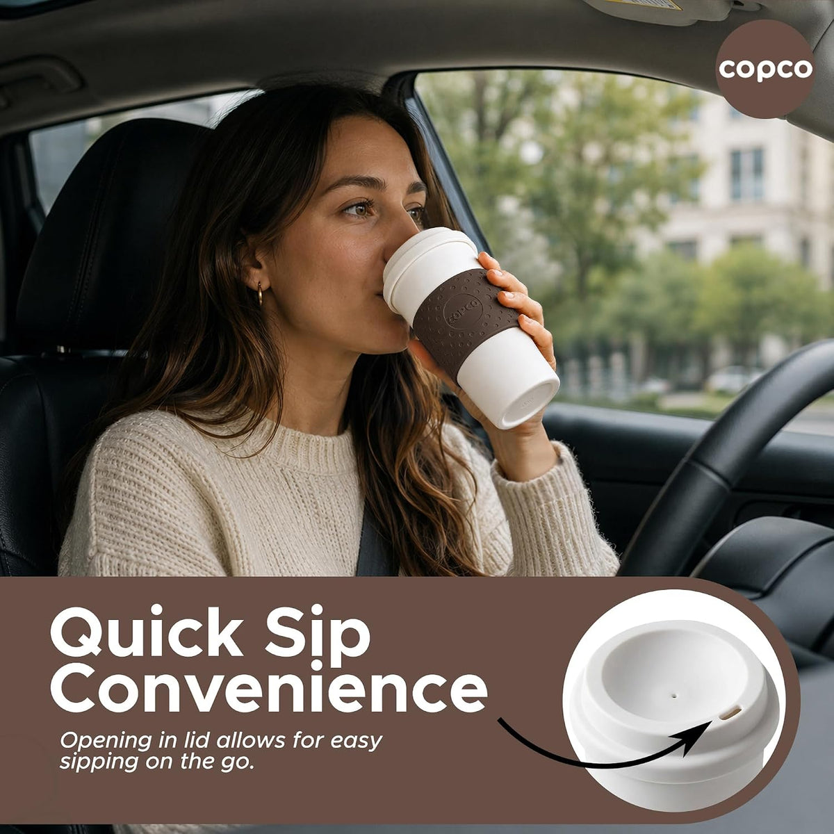 Copco 16oz Acadia Travel Mug, Set of 3 - Spill-Resistant (Brown)