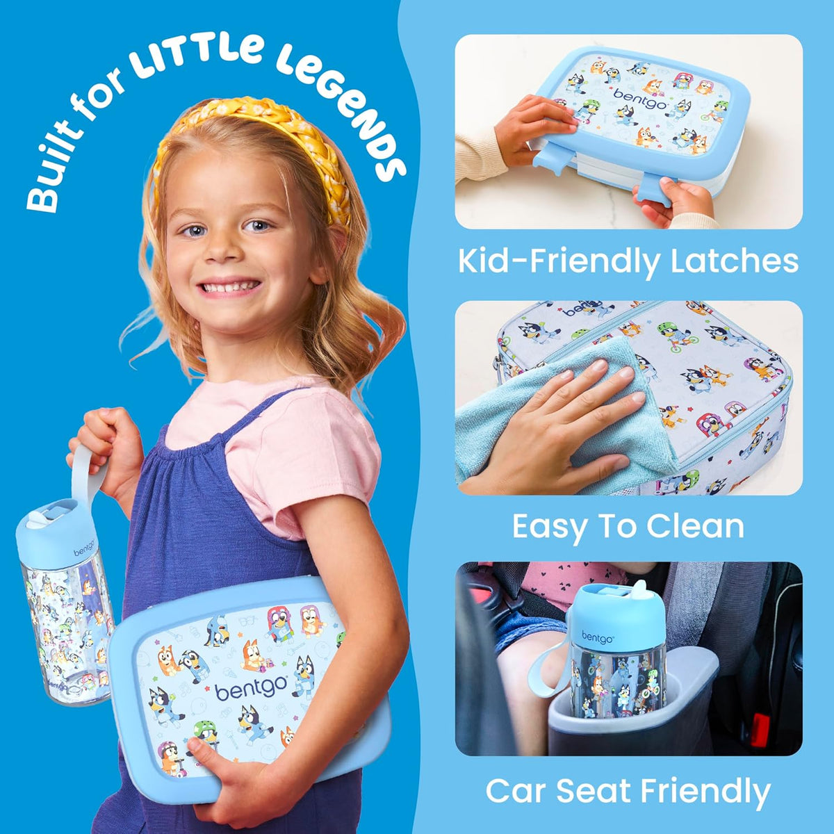 Bentgo + BLUEY 3-Piece Kids Lunch Set, Leak-Proof Bento Box