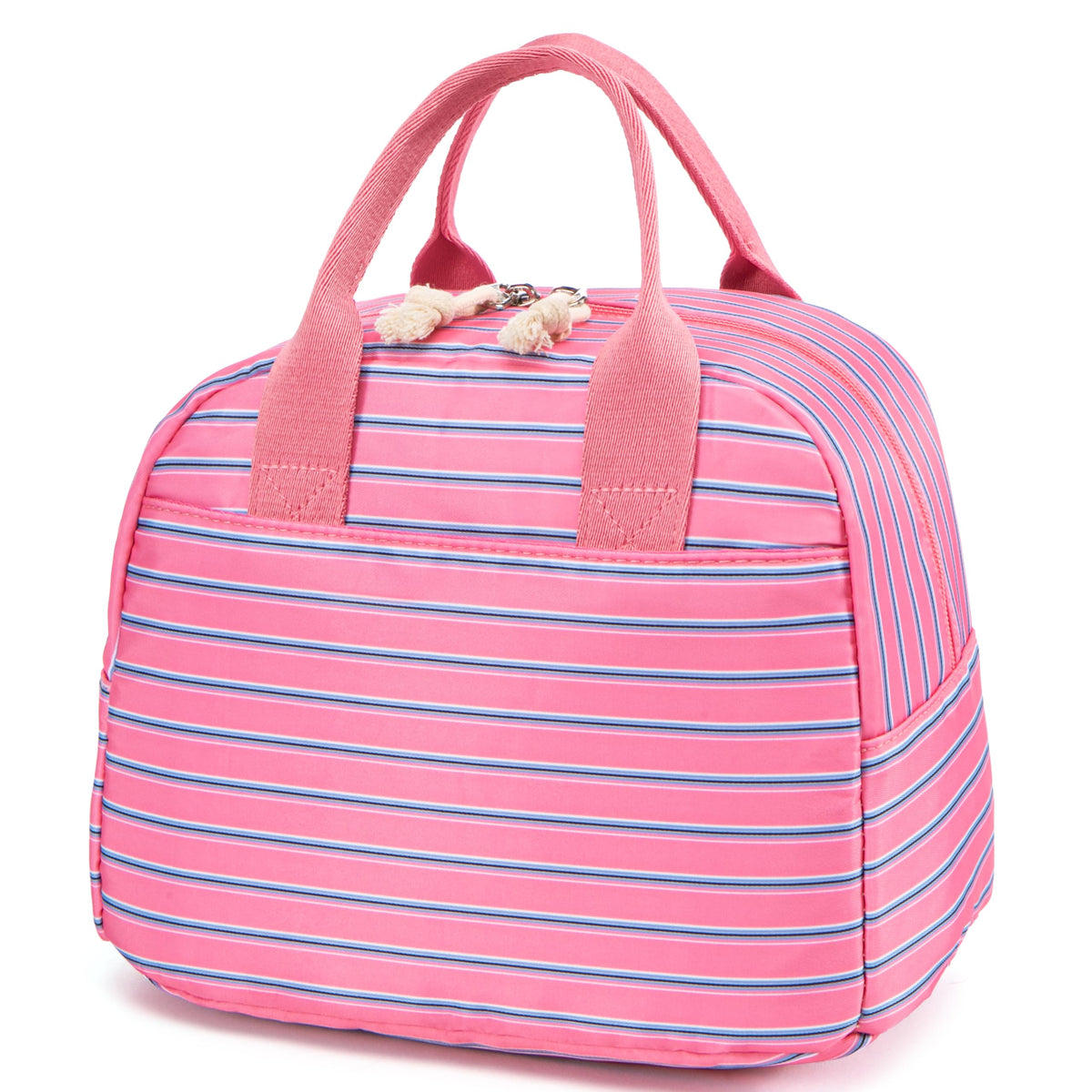 LOVELYWIND Lunch Box for Women, Insulated Lunch Bag, Green Stripe Tote 9L