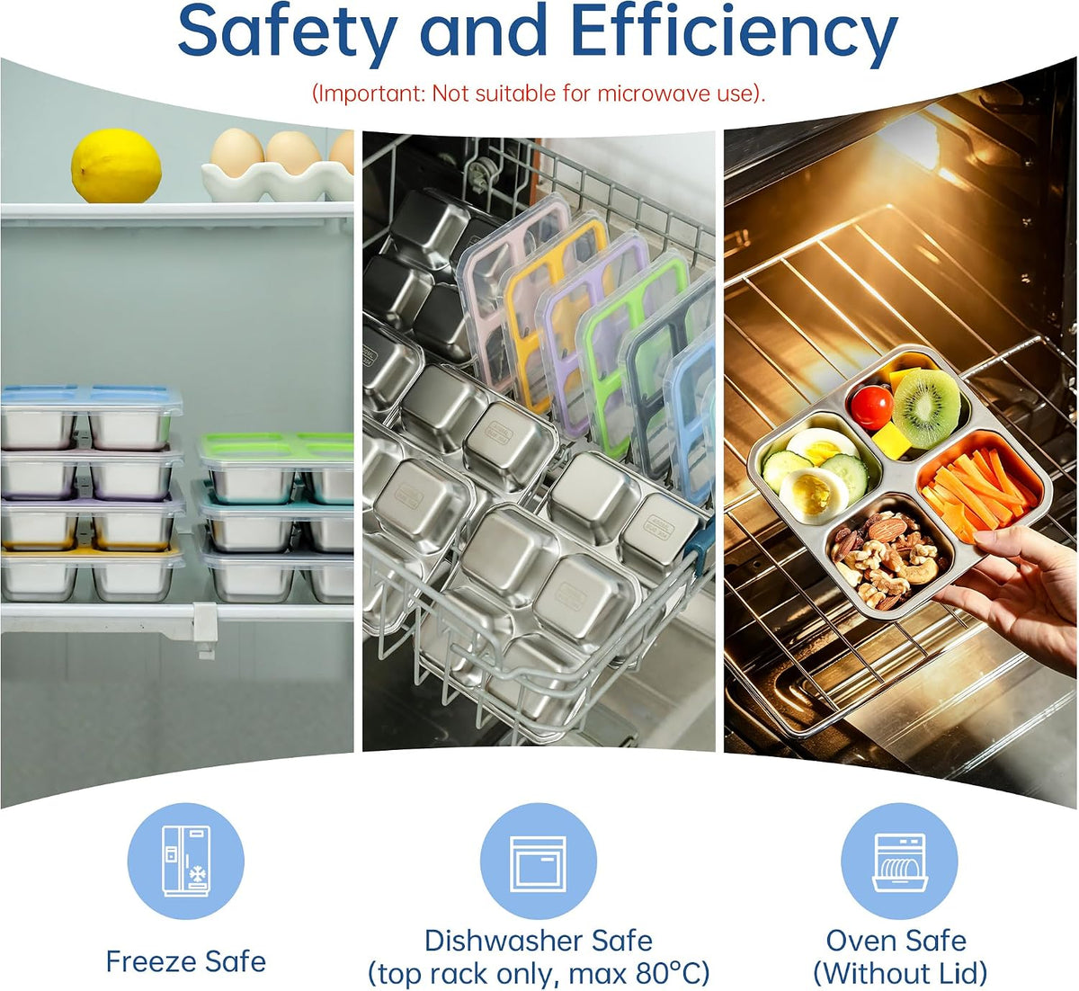 BEFOY 304 Stainless Steel Snack Containers with Lids Bento Lunch Boxes