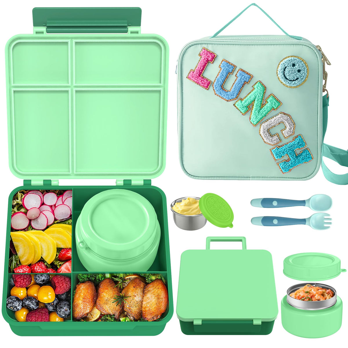 Aimsnk Lunch Box Kids with Thermo Insulated Lunch Bag for School, Pink
