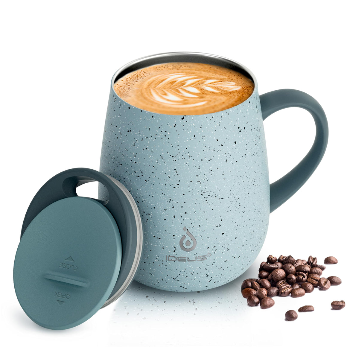 Ideus 16 oz Insulated Coffee Mug with Lid and Handle (Sakura Pink 2.0)
