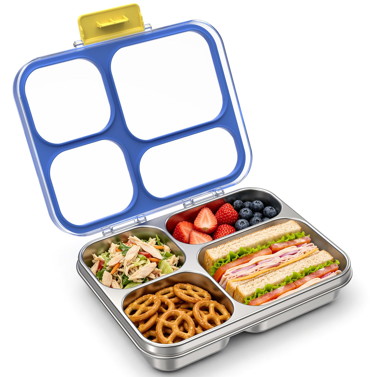 HOMEKOL Stainless Steel Bento Lunch Box, 4 Cups, Blue