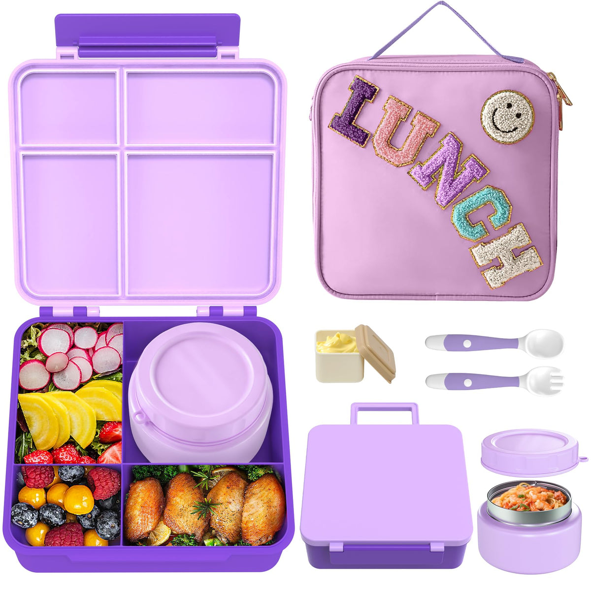 Aimsnk Lunch Box Kids with Thermo Insulated Lunch Bag for School, Pink