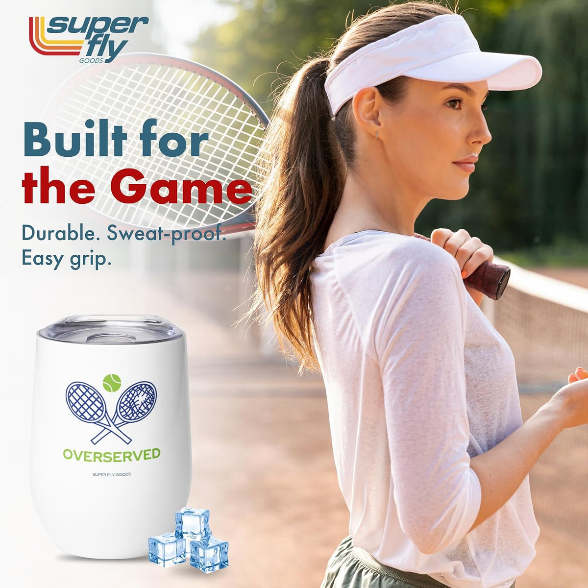 Super Fly Goods - 12 oz Tennis Mug – Insulated Stainless Steel Tumbler with Lid | Keeps Beverages Hot or Cold | Cool Gifts for Women, Dad & Players, Unique Gift Idea (Tennis)