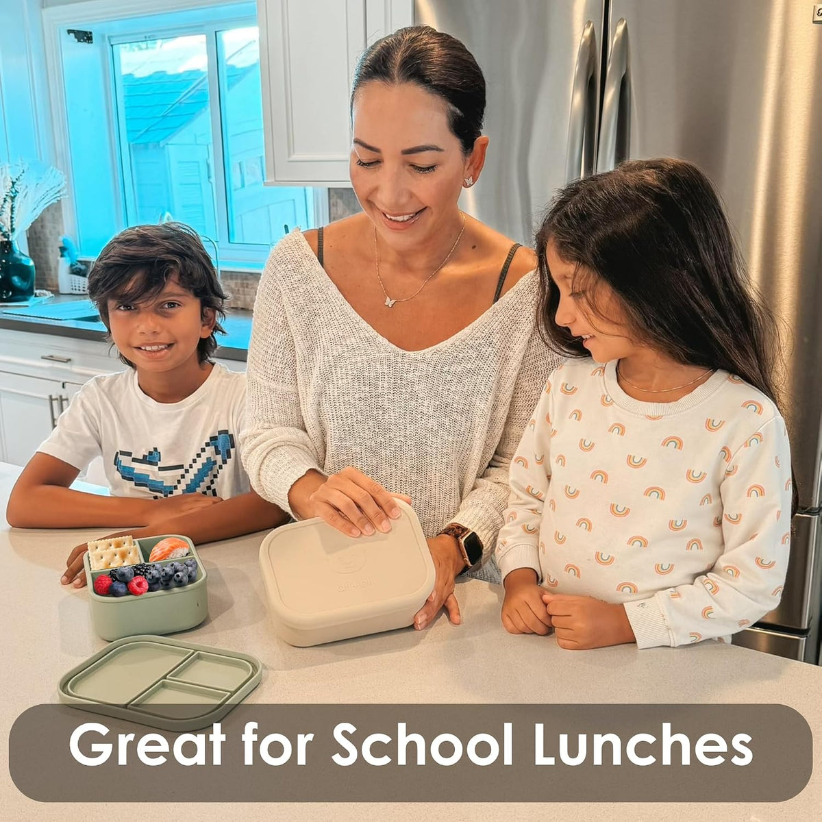 Ali+Oli Silicone Bento Box for Kids, Lunch Container for Toddler Daycare