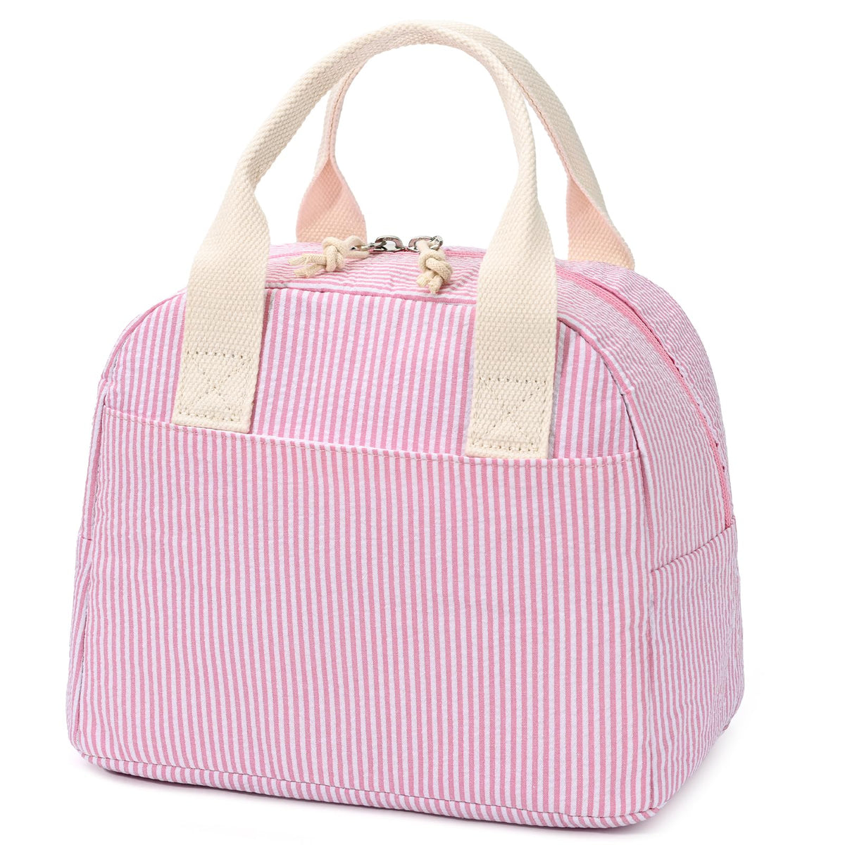LOVELYWIND Lunch Box for Women, Insulated Lunch Bag, Green Stripe Tote 9L