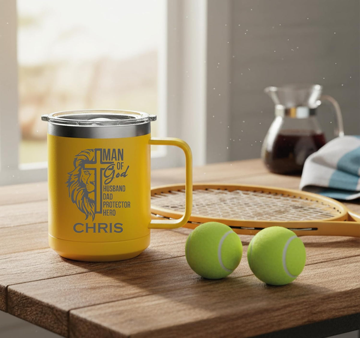 Personalized 15 oz Insulated Coffee Mug with Lid – Custom Name Stainless Steel Travel Cup – Double Wall Vacuum Sealed with Handle, Custom Coffee Travel Mug, Gift for Her Him