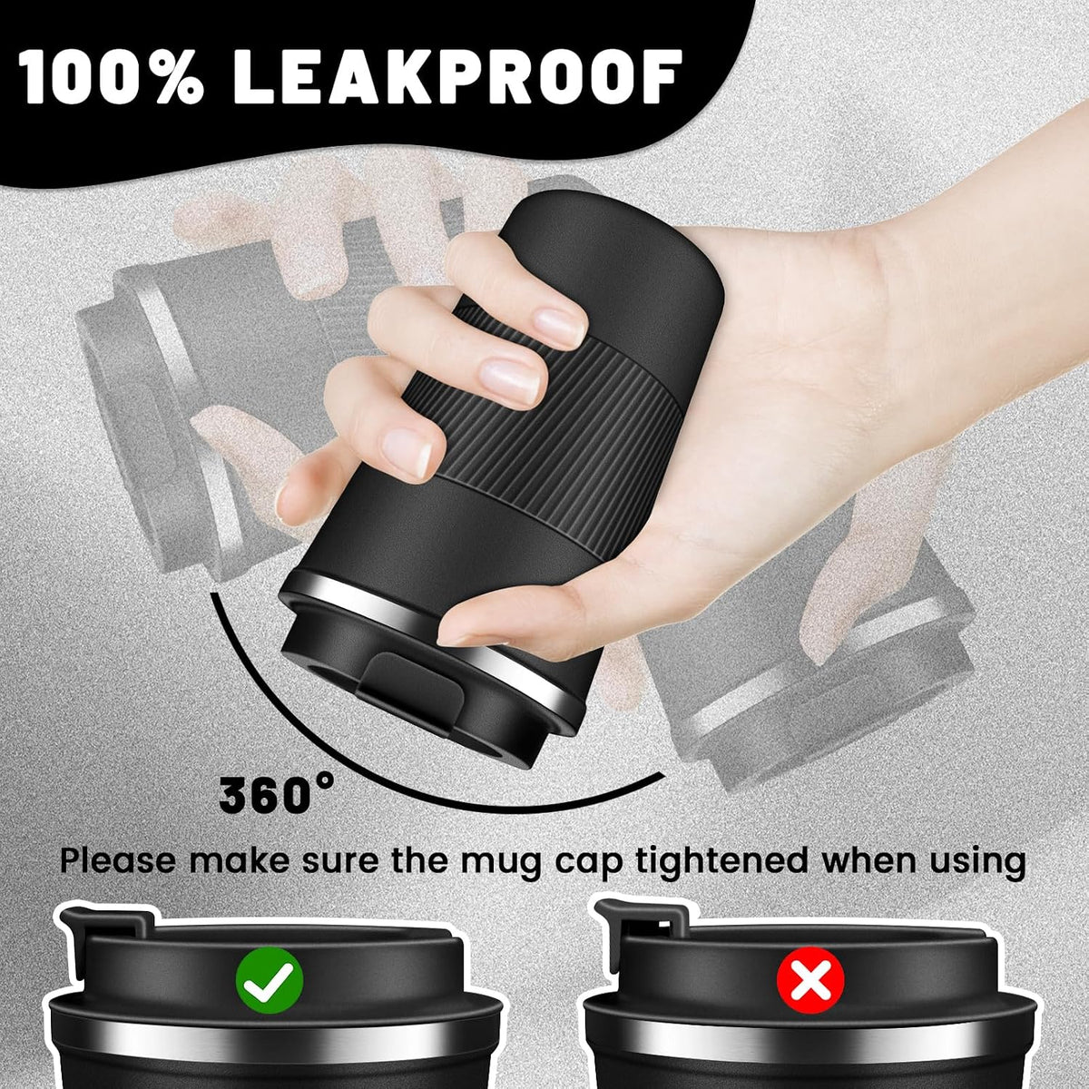 DUBUXW Insulated Coffee Tumblers with Flip Lid 12oz / 17oz, Stainless Steel Coffee Mug Leak Proof, Vacuum Insulated Coffee Mug Reusable Cup, Keeps Cold and Hot for Coffee Tea