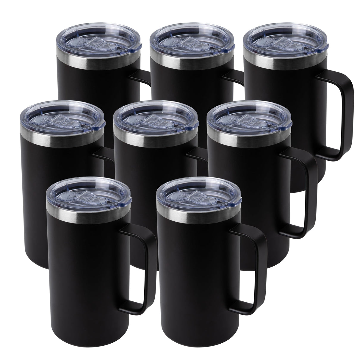 DOMICARE 24oz Mug with Handle and Lid, Stainless Steel Coffee Mug, Reusable Insulated Cup, Travel Mug with Handle, Double Wall Vacuum Coffee Tumbler for Men and Women, Dark Purple, Pack 1