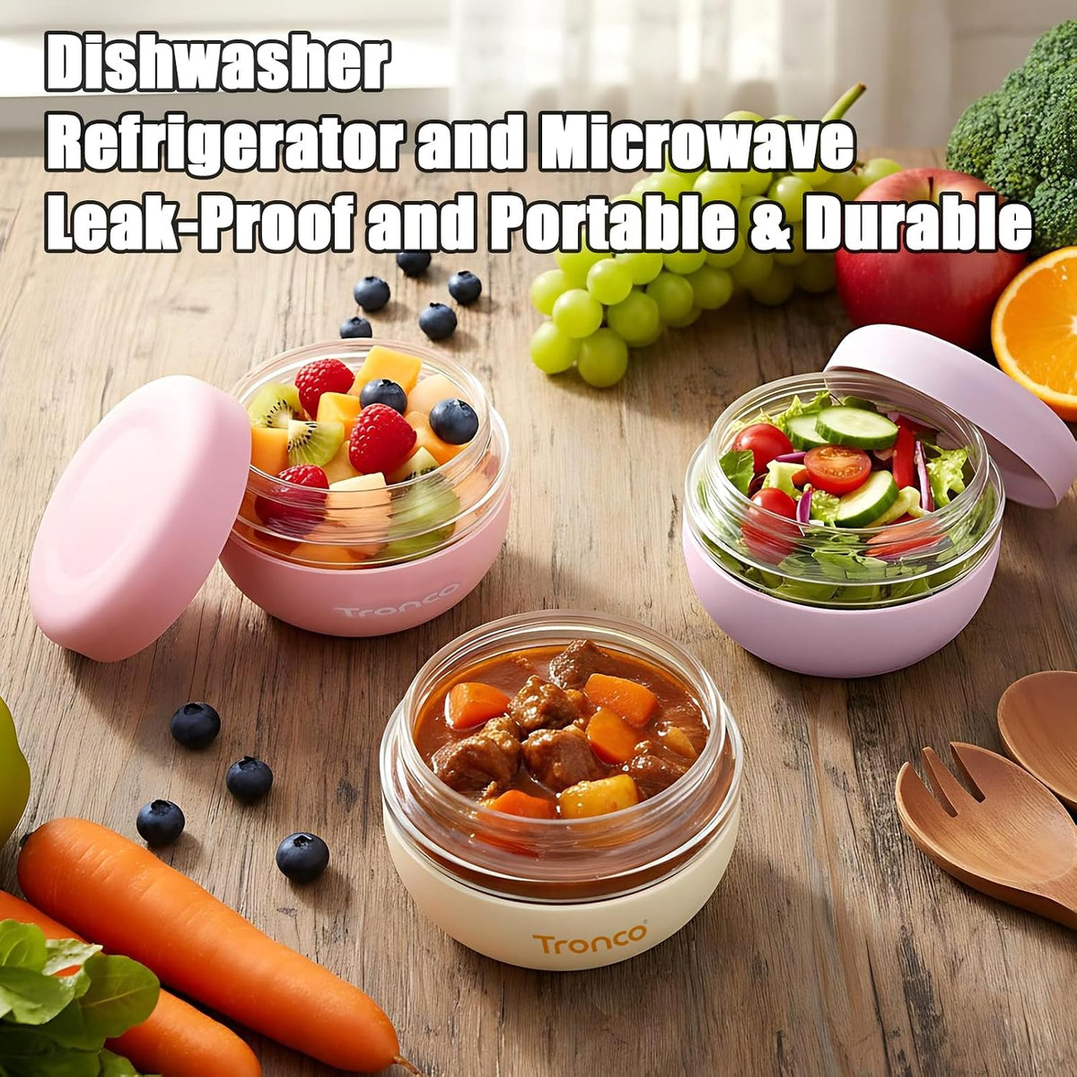 Tronco 16 oz Glass Food Storage & Lunch Bowl Containers with Airtight Lids