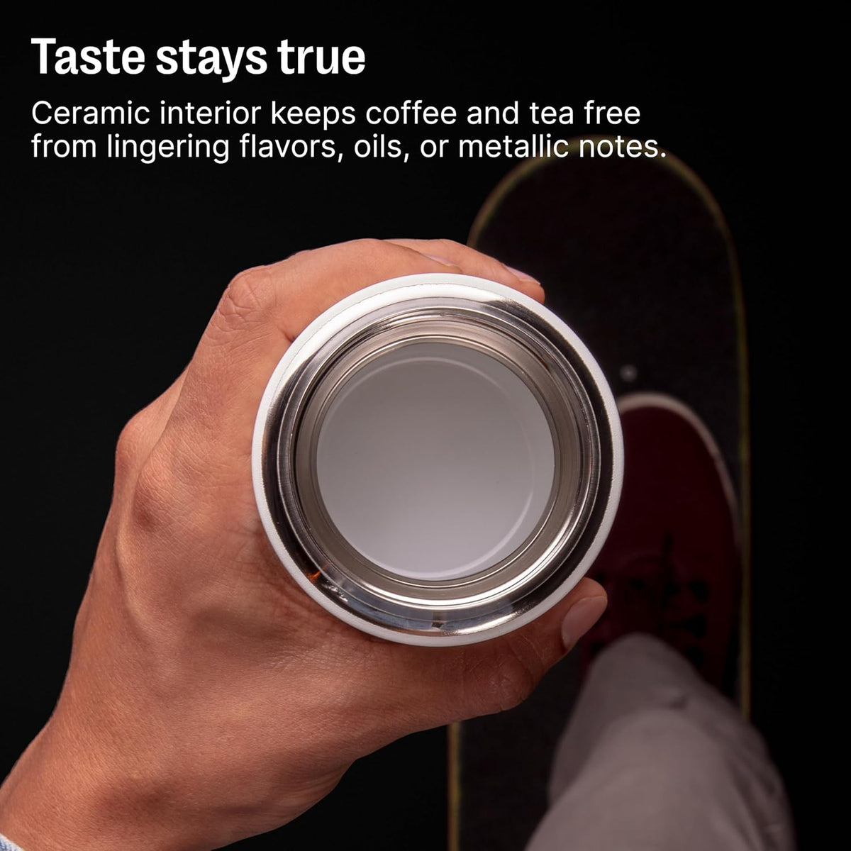Fellow Carter Slide Ceramic Lined Travel Mug 12 oz, Coffee, One-Handed Lid