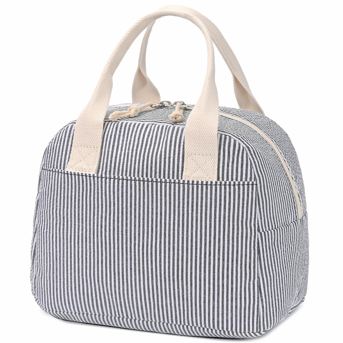 LOVELYWIND Lunch Box for Women, Insulated Lunch Bag, Green Stripe Tote 9L