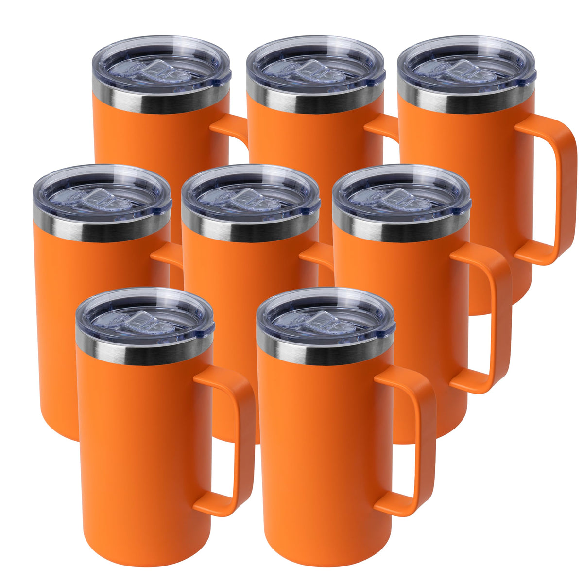 DOMICARE 24oz Mug with Handle and Lid, Stainless Steel Coffee Mug, Reusable Insulated Cup, Travel Mug with Handle, Double Wall Vacuum Coffee Tumbler for Men and Women, Dark Purple, Pack 1