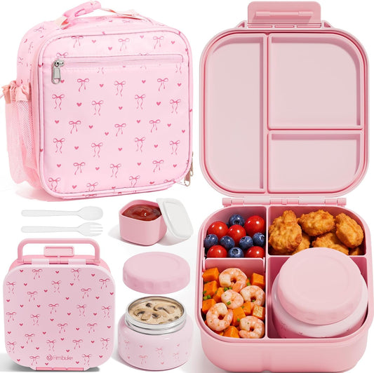 Fimibuke Kids Bento Lunch Box w/ 8.5oz Thermo Food Jar, Insulated Lunch Bag