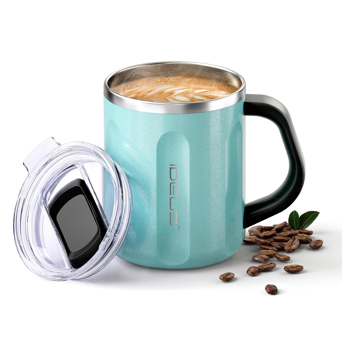 Ideus 16 oz Insulated Coffee Mug with Lid and Handle (Sakura Pink 2.0)
