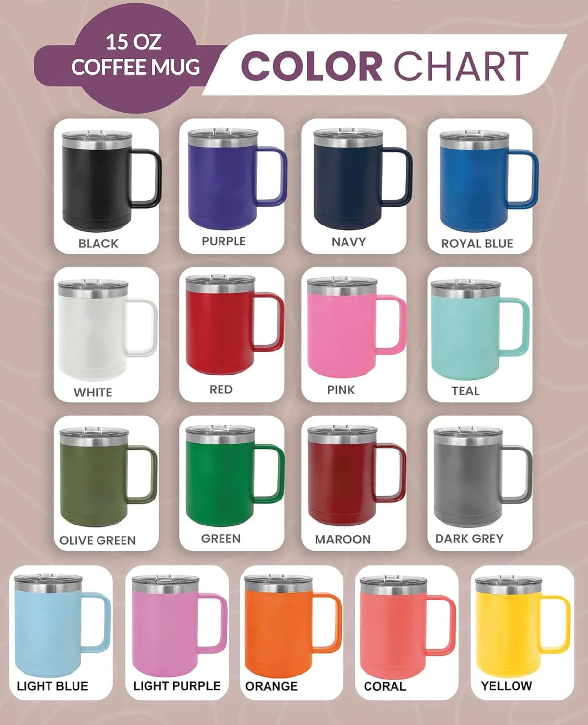 Personalized 15 oz Insulated Coffee Mug with Lid – Custom Name Stainless Steel Travel Cup – Double Wall Vacuum Sealed with Handle, Custom Coffee Travel Mug, Gift for Her Him