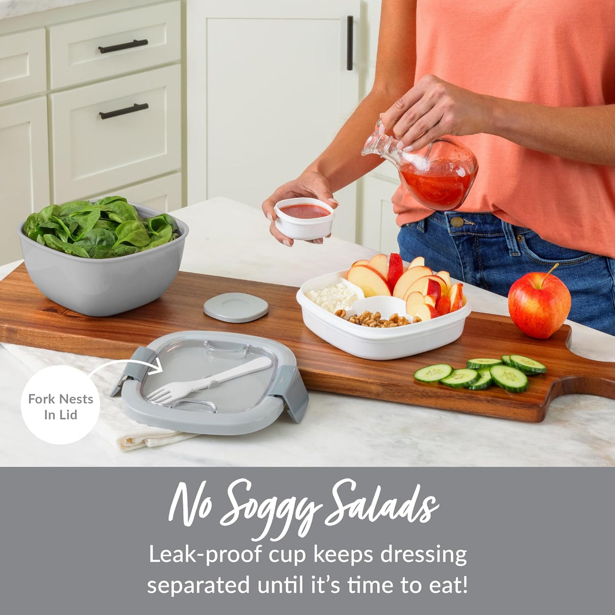 Bentgo Salad Container, Lunch Bowl with 4-Compartment Toppings Tray, 54 oz
