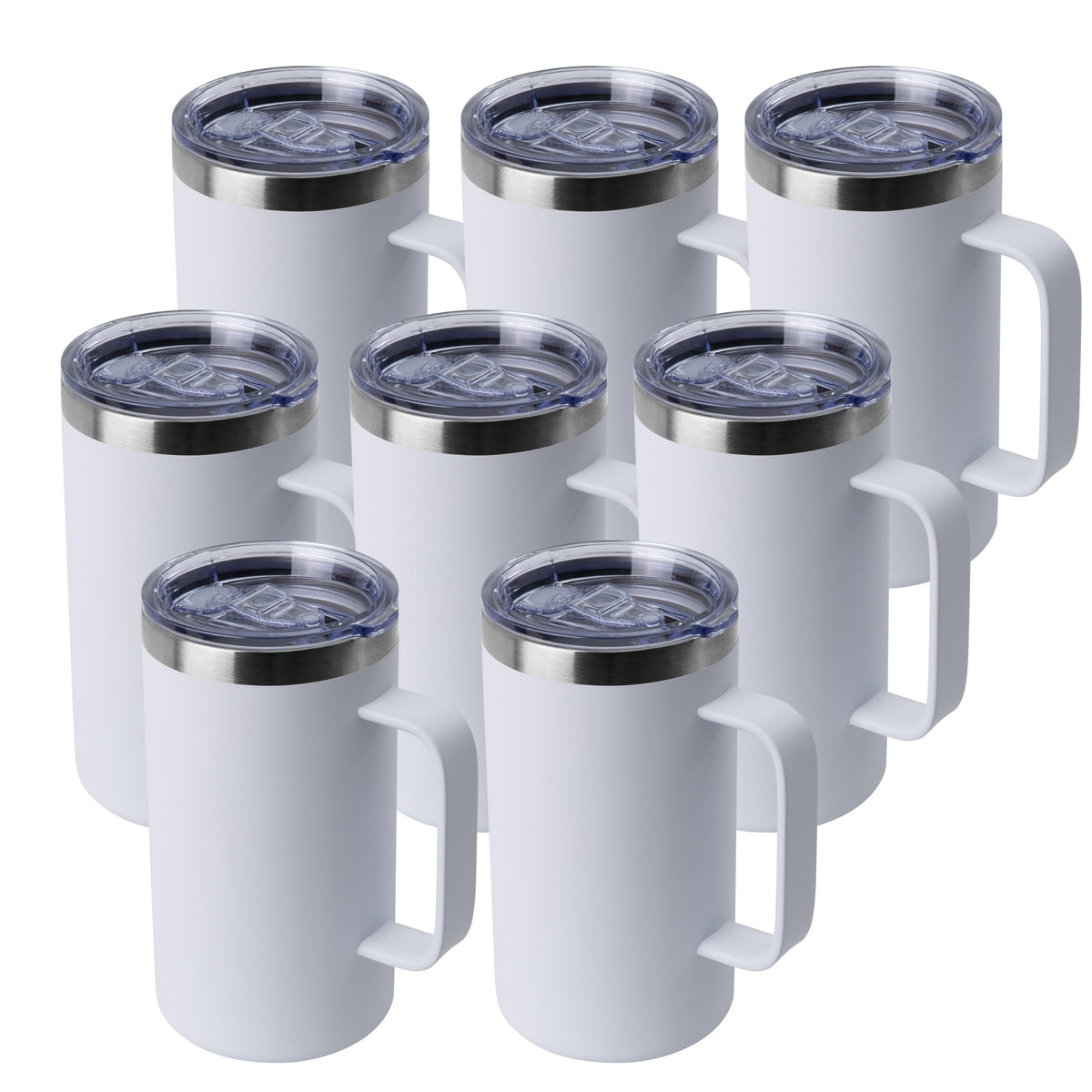 DOMICARE 24oz Mug with Handle and Lid, Stainless Steel Coffee Mug, Reusable Insulated Cup, Travel Mug with Handle, Double Wall Vacuum Coffee Tumbler for Men and Women, Dark Purple, Pack 1