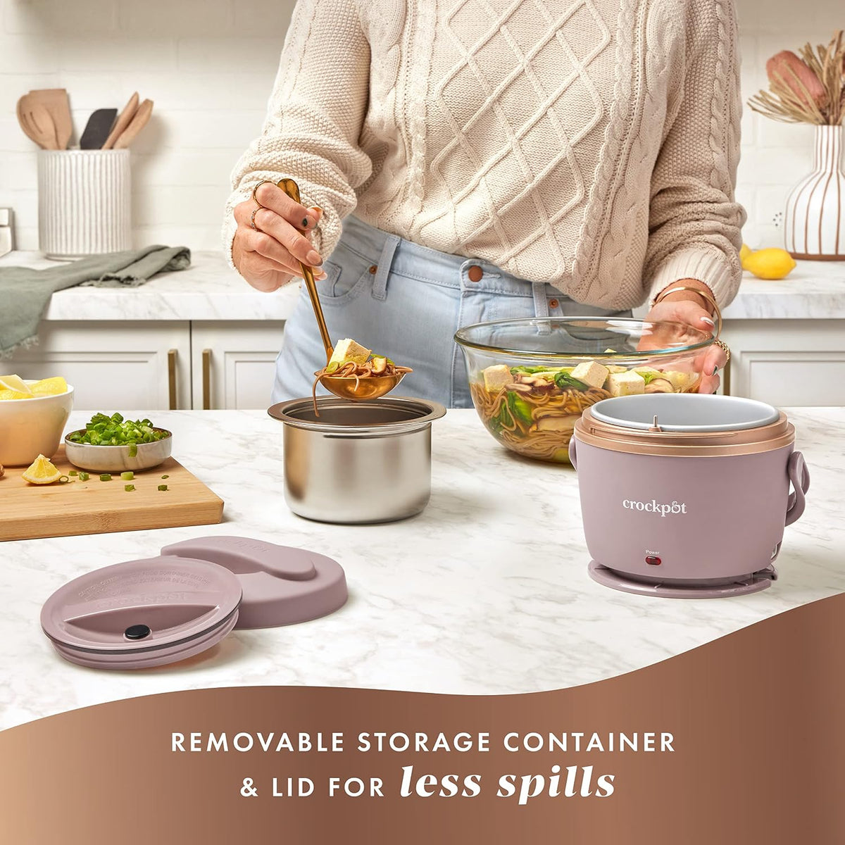 Crock-Pot Electric Lunch Box, Portable Food Warmer for Travel, Car, On-the-Go, 20-Ounce, Blush Pink | Keeps Food Warm & Spill-Free | Dishwasher-Safe | Gifts for Women