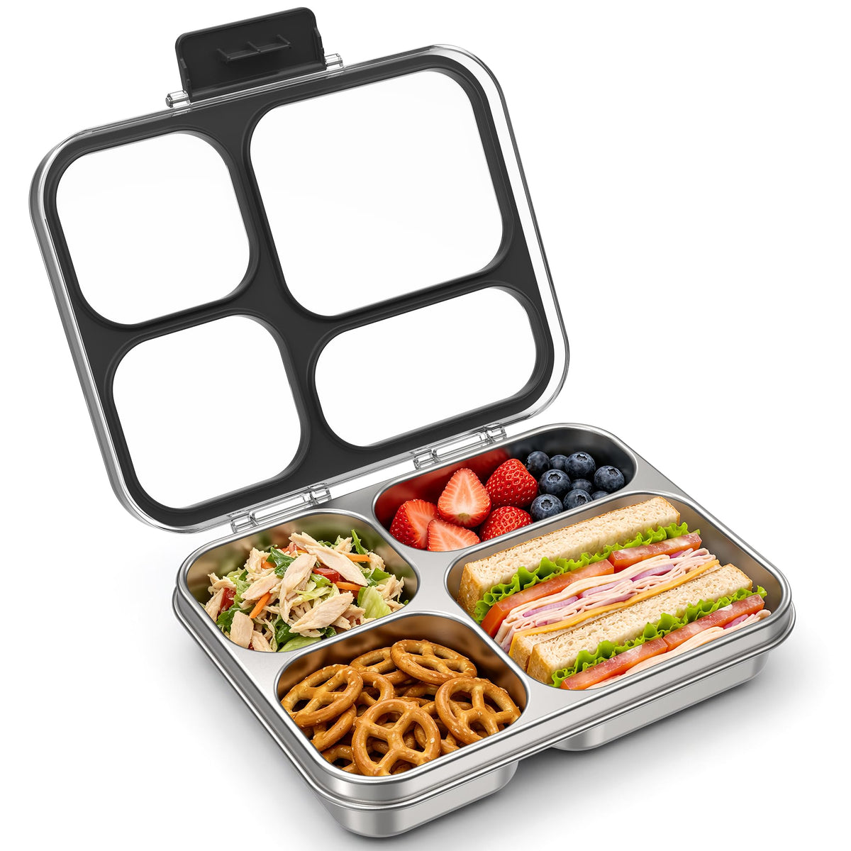 HOMEKOL Stainless Steel Bento Lunch Box, 4 Cups, Blue