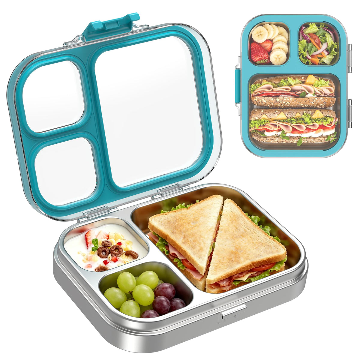 LOHASOK Stainless Steel Bento Lunch Box, 800ml, Blue