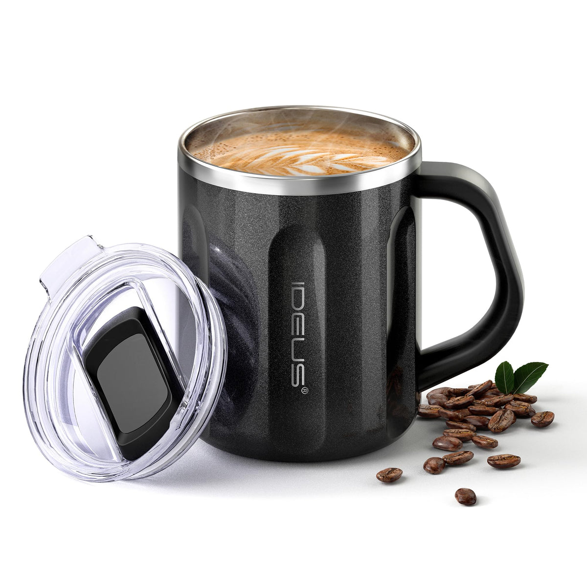 Ideus 16 oz Insulated Coffee Mug with Lid and Handle (Sakura Pink 2.0)